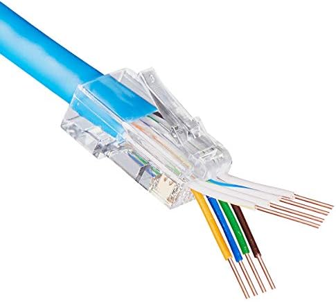 Quilence Stuggeed Cat6 Cat5e עוברים דרך מחברים מחברים RJ45 מחברים מצופים זהב Ethernet Ethernet Comm