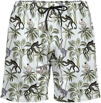 גזעי שחייה לגברים של Lemur Catta ו- Monkey עם מכנסי מתיחה של דחיסה לספורט בגד ים בגלישה בחוף הים