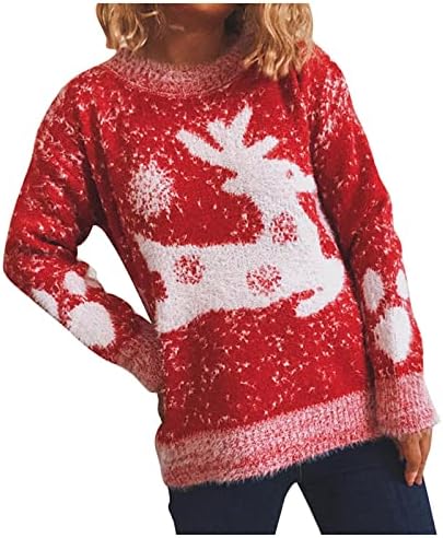 סוודרים סרוגים שמנמנים לחג המולד לנשים טרנדי אייל חמוד טוניקה טוניקה טוניקה רופפת שרוול ארוך