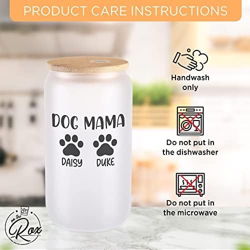 מתנות לאמא לכלבים בהתאמה אישית לנשים - כוס בירה חלבית בהתאמה אישית של 16 עוז עם שמות כלבים