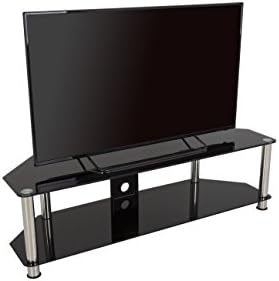 AVF 'SDC1400CM-A' זכוכית שחורה, עמדת טלוויזיה כרום עם ניהול כבלים, לטלוויזיות של עד 65