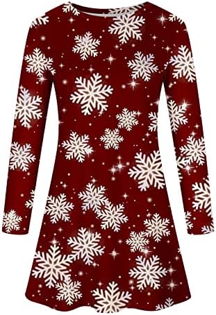 שמלות חג מולד מכוערות לבנות שרוול ארוך שמלות חולצת טיול אורך הברך אורך הברך.