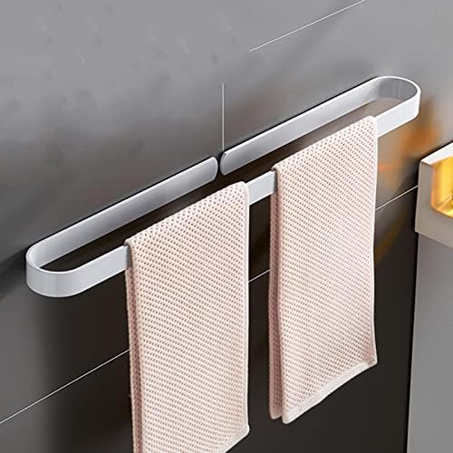 מדף מגבות קיר קיר רכוב מגבת מתלה נגד מגבת מגבת דבק עצמי ללא חלל קידוח אלומיניום לשירותים לשירותים, לבן, 60 סמ