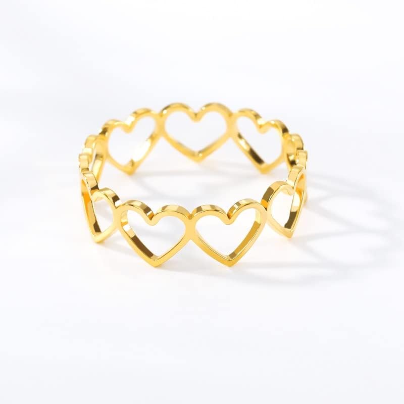 אויאלמה לב טבעת כסף צבע חלול לב צורת פתוח טבעת עיצוב אופנה אהבת תכשיטי עבור נשים נערה צעירה-21872