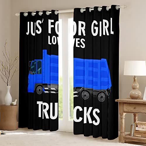 וילונות משאיות ציוד ארוזברידילי, וילונות חלון רכב מצוירים וילונות רכב בניה וילונות חלון 2 לוחות לילדים בנות