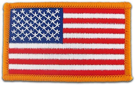 טלאי רקום דגל אמריקאי עם תפור גבול זהב תפור על