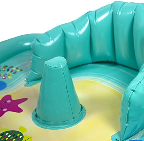 מחצלת משחק ספלאש לתינוק עם חופה מתכווננת - בריכת משחק מתנפחת לתינוקות ותינוקות עם משענת גב-כולל טבעות צעצוע מים