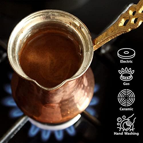 סיר קפה טורקי של Lazward, מכונת קפה ערבית יוונית, קפה נחושת פטיש, סיר קטן, מכונת קפה עליונה בתנור
