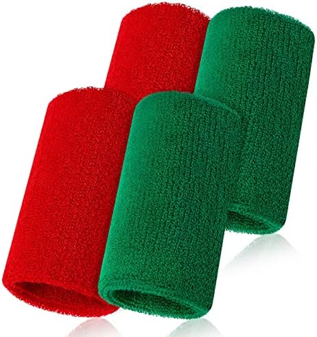 2 סטים להקות זרוע האבקות ירוקות אדומות 5 רצועות הזיעה של שורש כף היד שופט צמיד כף היד למשחק ההיאבקות שופט