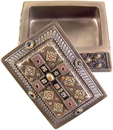 קופסת תכשיטים דתית מימי הביניים של ברונזה, 4 אינץ '