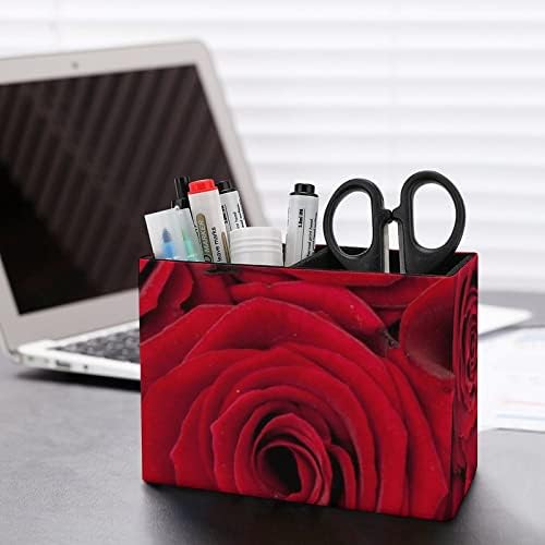 יפה אדום ורדים עור מפוצל עיפרון מחזיקי תכליתי עט כוס מיכל דפוס מארגן שולחן עבור משרד בית