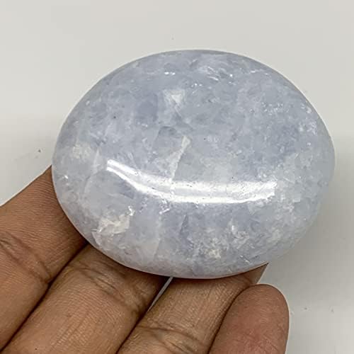 וואטנגמס 92.1 גרם, 2.2 איקס 1.9 איקס 0.9 אבן דקל קלציט כחולה, צורת גאלט מאבן דקל ממדגסקר נפלה, ריפוי רייקי,אבן
