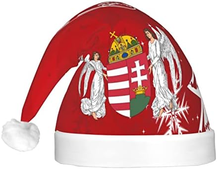 מעיל של זרועות של הונגריה מצחיק מבוגרים קטיפה סנטה כובע אור עד חג המולד כובע לנשים & מגבר; גברים
