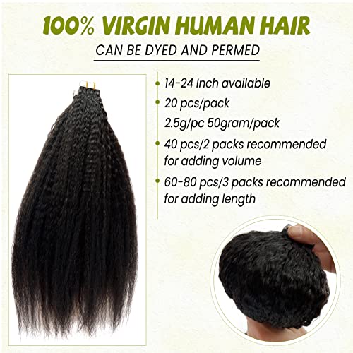 קינקי ישר קלטת בתוספות שיער שיער טבעי, טבעי שחור שיער הרחבות אמיתי שיער טבעי קלטת תוספות לנשים שחורות