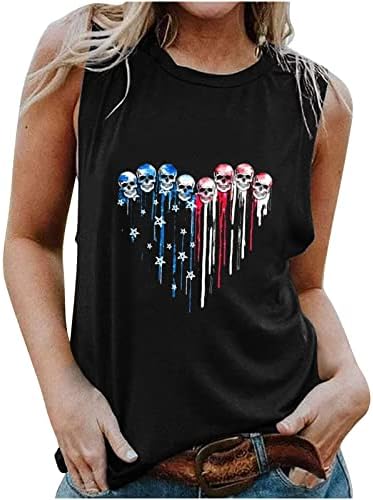 נשים פטריוטיות צמרות פטריוטיות ללא שרוולים דגל אמריקאי טנק טנק חולצת טש