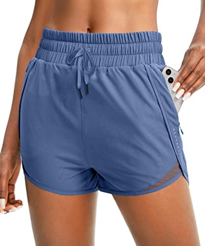 מכנסיים קצרים של נשים עם נשים בגודל 2.5 מכנסי אימון בגובה המותניים עם 3 כיסי רוכסן לנשים חדר כושר אתלטי עם אניה
