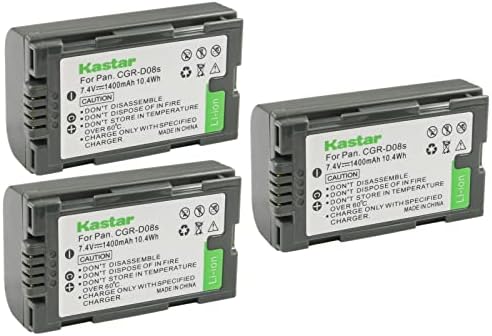 Kastar 2-Pack CGR-D08 החלפת סוללה ל- PANASONIC PV-BP8, PV-D401, PV-VM202, DZ-MX5000, VDR-M10, VDR-M20,