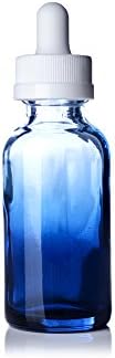 1 עוז כחול מוצל זכוכית בוסטון בקבוק עגול טפטפת זכוכית עם נורת גומי לבנה-חבילה של 6