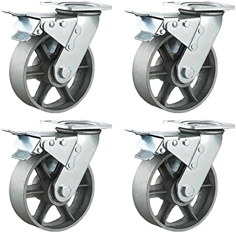 Lyxxw גלגלי גלגלים כבדים סופר -כבדים עם בלמים כפולים, ללא סט גלגלים מסתובב רעש של 4 גלגלי גלגלי גלגלים של 4