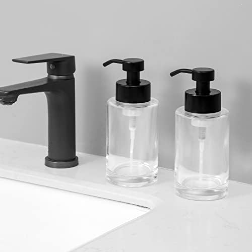 סט מתקן סבון מקציף, מתקן סבון ביד זכוכית ברורה של 17 גרם, עם חורש מטה 304 הוכחת חלודה משאבת