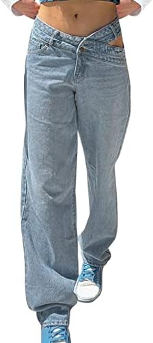 ג'ינס לריאו לנשים מותניים גבוהים רוכסן רוכסן כיס מזדמן Y2K מכנסי מכנסי ג'ינס רזים