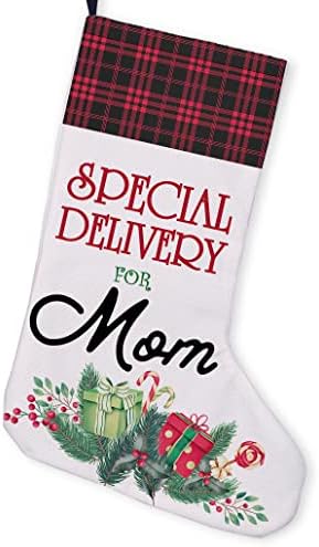 גרב יוטה של ​​Gaicaak Mom, משלוח מיוחד לאמא גרב חג המולד דפוס חג המולד תלייה גרביים לאח קישוטי מסיבת