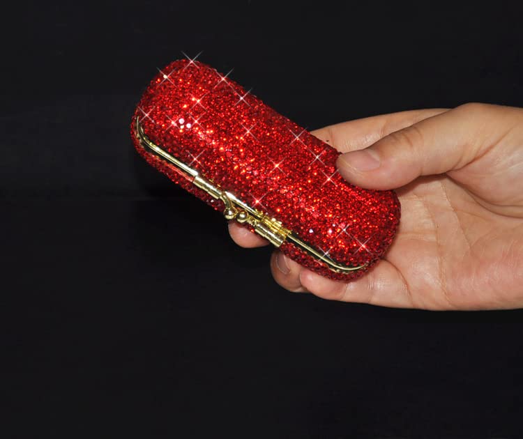 בלינג ריינסטון קריסטל שפתון מקרה מחזיק ארגונית תיק קוסמטי אחסון לנשים של שפתון תכשיטי קיט