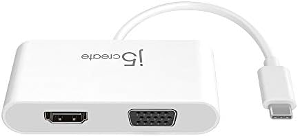 J5create USB -C ל- HDMI ו- VGA Converter Converter - תמיכה 4K UHD 60Hz, מראה ומצב מורחב - תואם ל- iPad Pro, MacBook