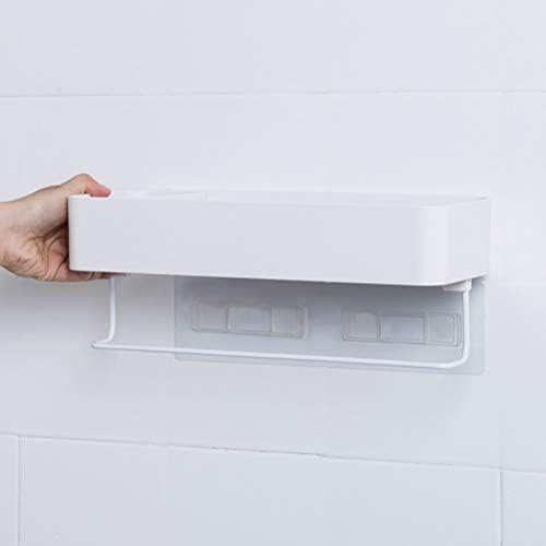 מדף פינת אמבטיה של Zhanmam מפלסטיק מקלחת עצמית של מקלחת עצמית ללא קידוחים עם מעקה מגבת לאחסון מטבח סל מטבח 0312