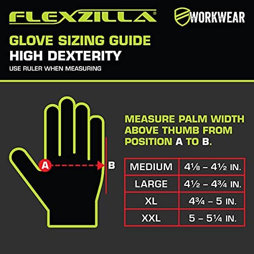 Flexzilla pro gh700pl מיומנות גבוהה השפעה על כפפות HD Pro, עור סינטטי, שחור/זילגרין, L