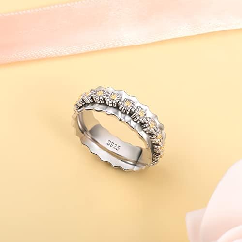 TEIOA DAISY חרדה מקלה על טבעות ספינר טבעת סטרלינג כסף טבעת לחרדה ADHD להקל על טבעת לבת נשים
