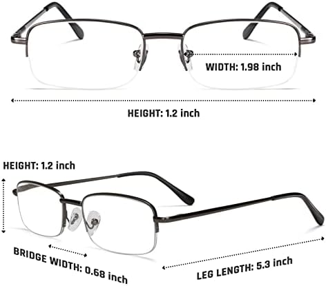 Novivon 5 משקפי קריאה לחבילה לגברים, אור כחול מתכת חוסם קוראים עם צירי קפיץ, משקפי משקפיים נגד עיניים