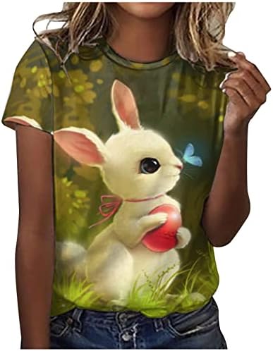 חולצות פסחא לנשים ארנב ארנב חולצה גרפית ארנב חמוד חולצות מודפסות חולצות שרוול קצר בקיץ