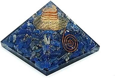 אורגון לאפיז לאזולי פרח החיים על הפירמידה העליונה אורגוניט לאפיז לפירמידה לפירמידה להגנת אנרגיה