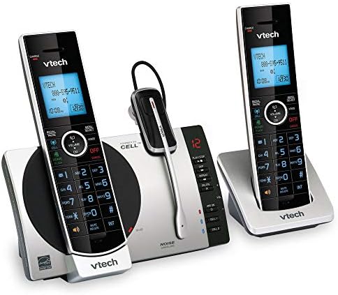 VTECH DS6771-3 DECT 6.0 טלפון אלחוטי הניתן להרחבה עם חיבור לתא, סירי וגוגל גישה עכשיו, כסף/שחור, 2 מכשירים