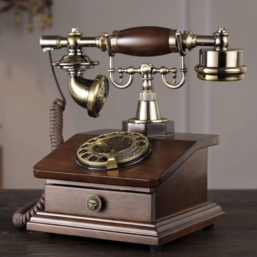 טלפון רוטרי רטרו רטרו עם רינגטון אלקטרוני, מגירת 1, טלפון חיוג בסגנון קלאסי לקישוט הבית והמשרד