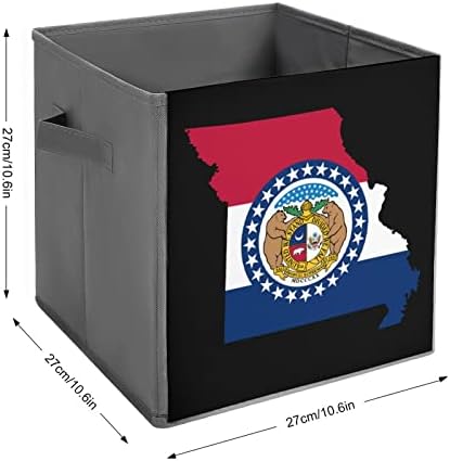 מפת דגל מדינת מיזורי פחי אחסון מתקפלים יסודות קוביות אחסון בדים קופסאות מארגנים עם ידיות