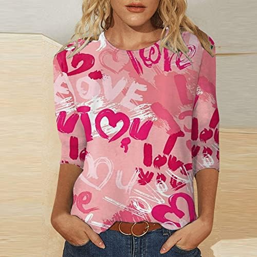 חג האהבה חולצות נשים האהבה גרפי חולצה אהבת לב מכתב הדפסת סווטשירט צווארון עגול סוודר חולצות