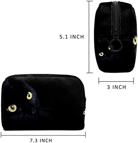 תיק איפור טבובט טיול תיק קוסמטיק שקית קוסמטיקה תיק ארנק עם רוכסן, חיה של חתול שחור