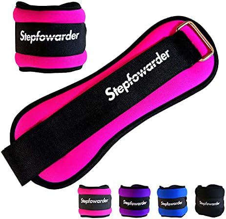 Stepfowarder 1-4 קילוגרם משקולות קרסול/שורש כף היד, צבעים ומשקולות אופציונליות עם רצועה מתכווננת לנשים,