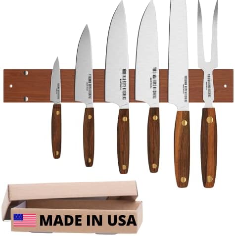 וירג ' יניה בני מטבחים חזק מגנטי סכין מטבח כלי הרצועה, מחזיק תוצרת ארהב עם שחור אמריקאי אגוז עץ