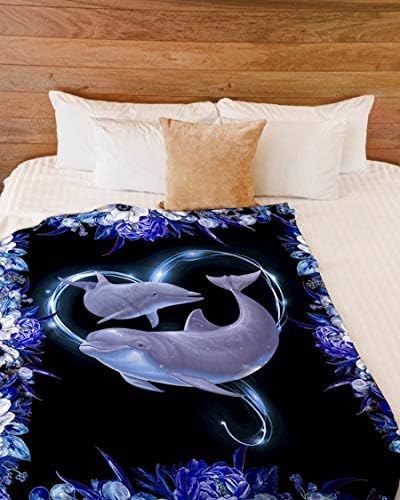 שמיכה מותאמת אישית של זנלאדן, שמיכת תינוקות, שמיכות דולפין יפהפיות יוניסקס, שמיכות בהתאמה אישית לבנים,