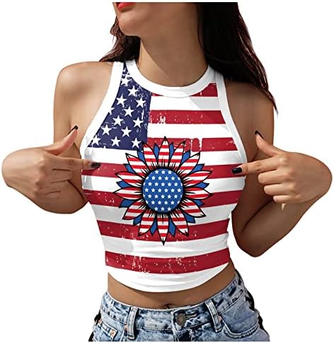 גופיות הדפסת דגל אמריקאיות נשים ארהב כוכבות פסים חולצה פטריוטית
