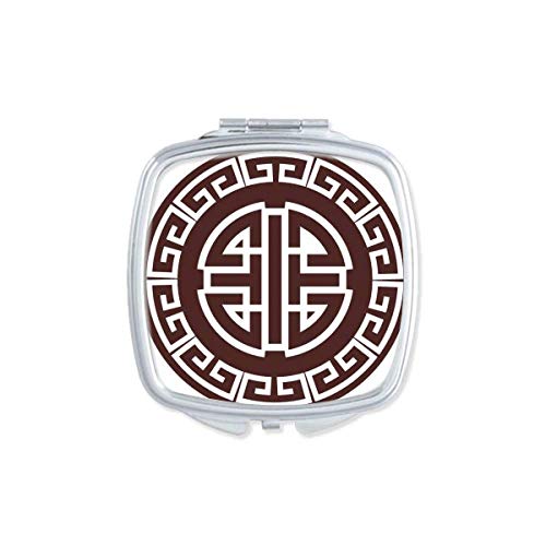 ארבע ברכות סין סיני סמל מראה נייד קומפקטי כיס איפור כפול צדדי זכוכית