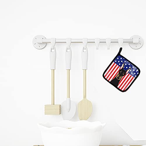 אוצרות קרוליין BB2175PTHD דגל אמריקאי וזוג מחזיקי סיר, מחזיקי סיר עמידים בחום מטבח קובע תנור רפידות חמות