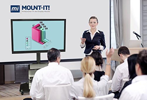 Mount-it! עמדת טלוויזיה ניידת - עם גלגלים מתגלגלים ומדפי זכוכית עם שלוש שכבות - מתאים לתצוגות 32 -60