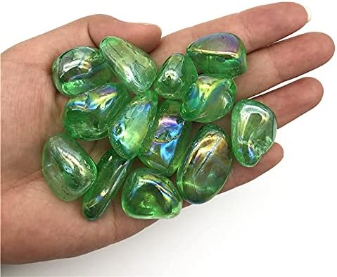 Binnanfang AC216 100 גרם טיטניום ירוק אורה אלקטרו -מרפסת קוורץ קריסטל אבנים מפותלות ריפוי אבנים טבעיות ומינרלים