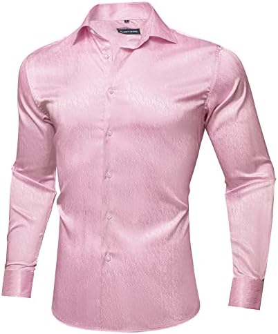חולצות גברים כפתור מזדמן משי מפייזלי משי שרוול ארוך בכושר רגיל של ג'קארד ארוג טופ פורמלי עבור זכר
