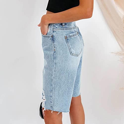 נשים של ג 'ינס מכנסיים קצרים אמצע עלייה קרע חור שטף במצוקה ברמודה מכנסיים ג' ינס נמתח רזה גוף חם קצר מכנסיים