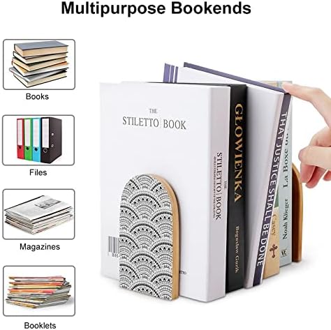 בוהו סגנון הדפסת עץ ספר מסתיים דקורטיבי ספר מחזיקי עבור מדפים כבד ספר לעמוד עם דפוס מודפס